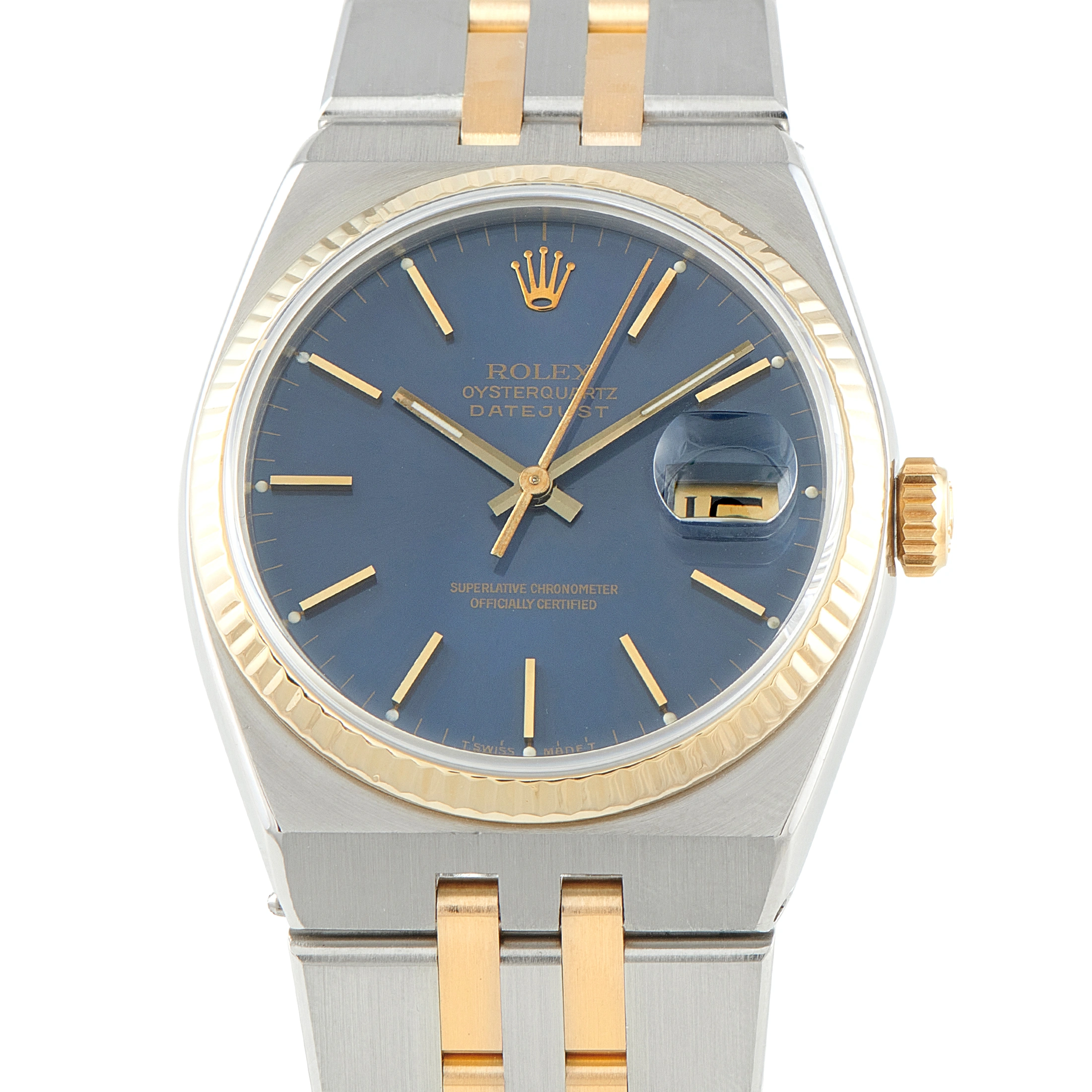 Rolex Datejust Oysterquartz Blue Dial Two-Tone Watch M17013