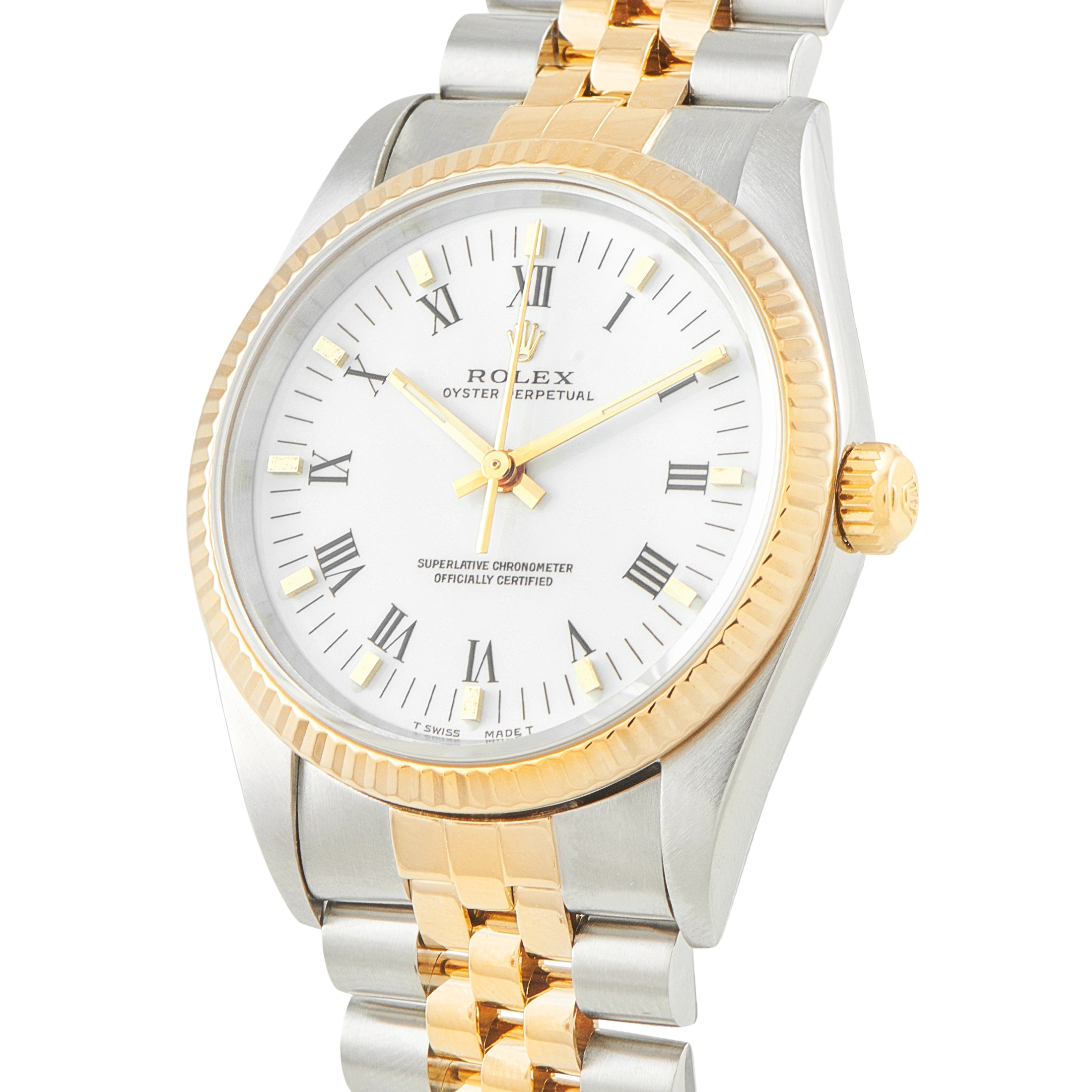 Rolex Oyster Perpetual 34 White Roman Dial Two-Tone Jubilee Watch 14233 - Image 2