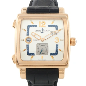 Ulysse Nardin Quadrato Dual Time Silver Dial Rose Gold Watch 246-92/600