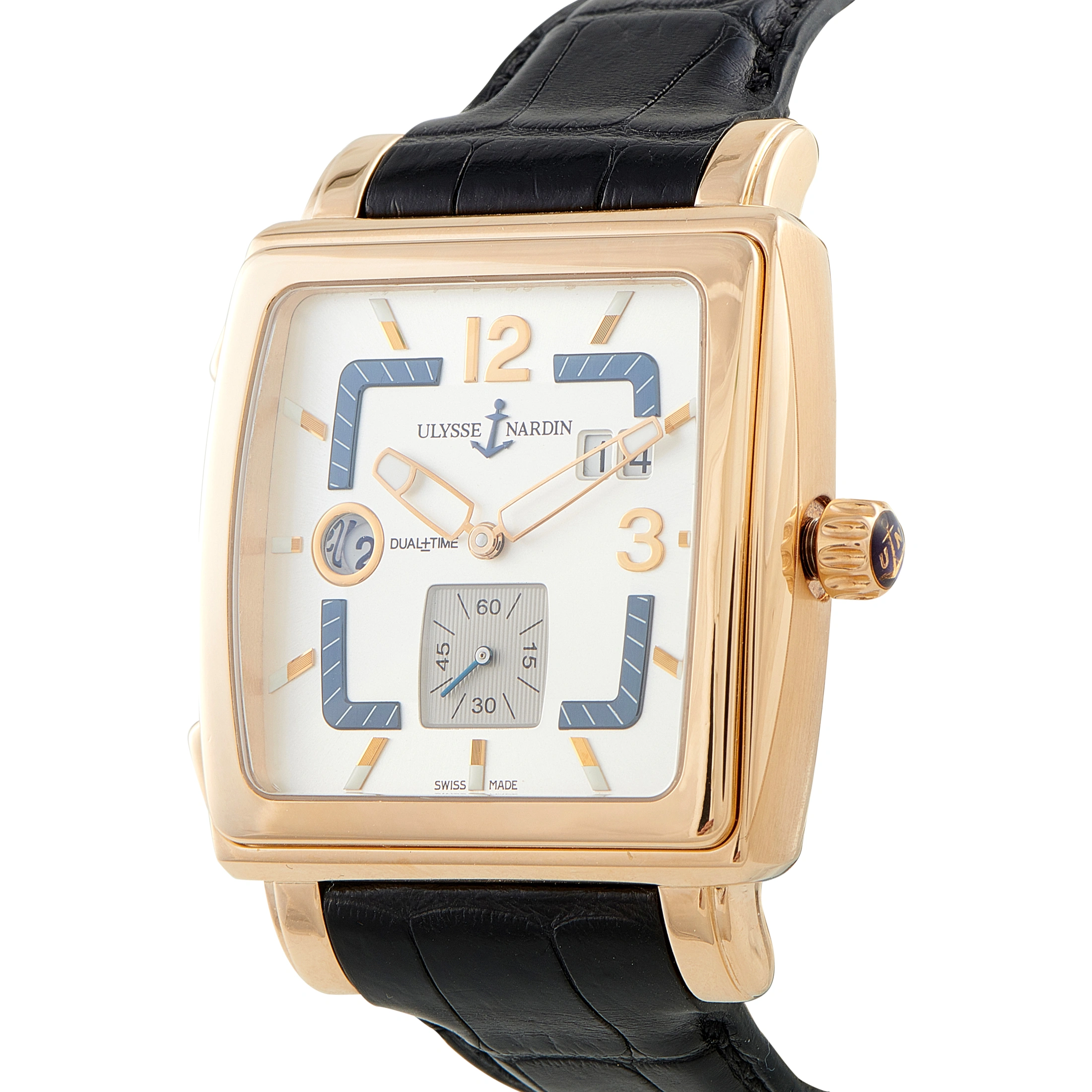 Ulysse Nardin Quadrato Dual Time Silver Dial Rose Gold Watch 246-92/600 - Image 2